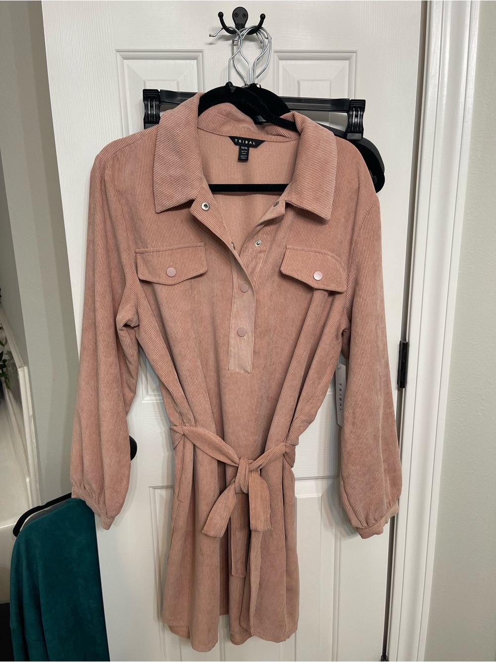 Tribal Dusty Rose Corduroy Shirt Dress